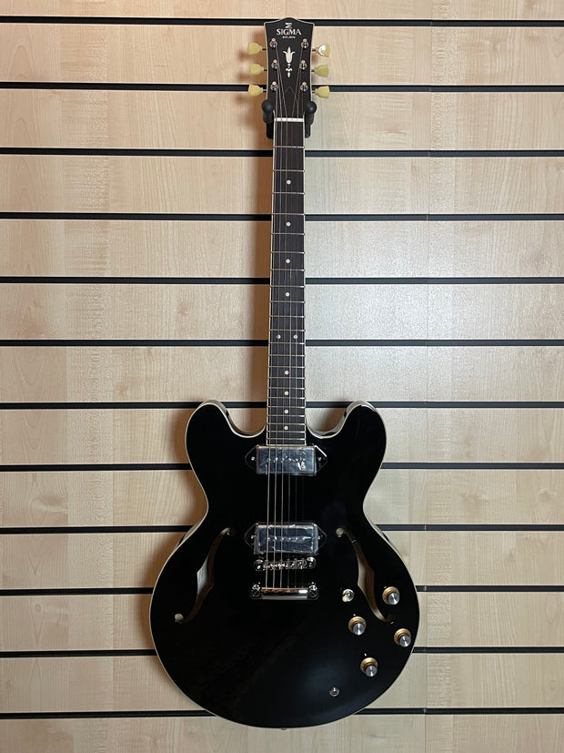 Sigma HBA-102P-BK Semi-Hollow Schwarz E-Gitarre