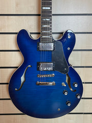 Sigma HBA-102H-TBB Semi-Hollow Transparent Blueburst E-Gitarre