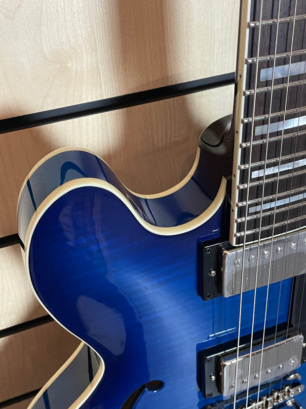 Sigma HBA-102H-TBB Semi-Hollow Transparent Blueburst E-Gitarre