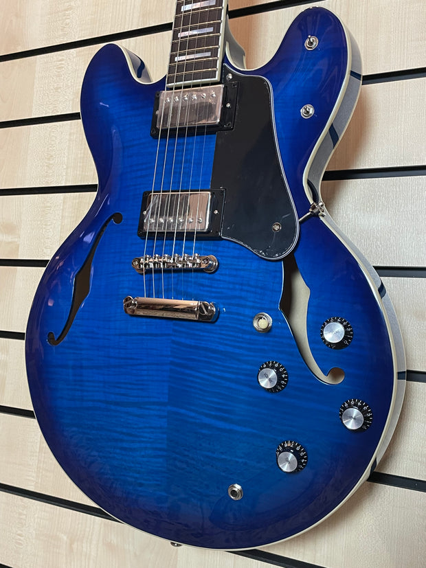 Sigma HBA-102H-TBB Semi-Hollow Transparent Blueburst E-Gitarre