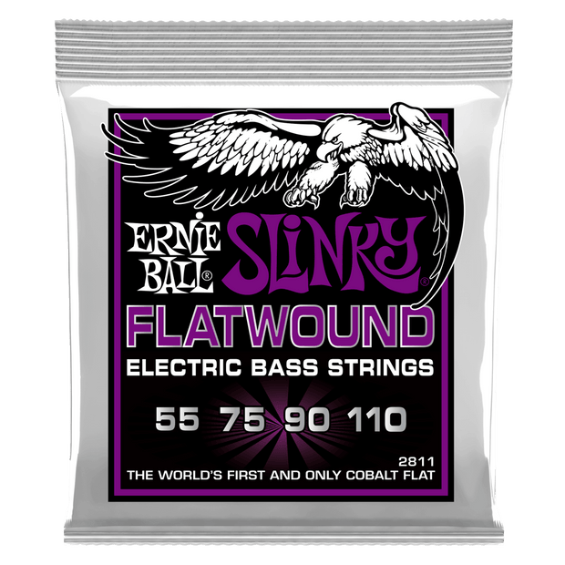 Ernie Ball 2811 Power Slinky Flatwound Bass 55-110 Cobalt Flatwound Saitensatz