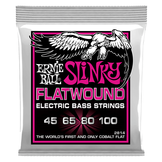 Ernie Ball 2814 Super Slinky Flatwound Bass 45-100 Cobalt Flatwound Saitensatz