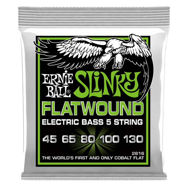 Ernie Ball 2816 Regular Slinky 5-String Flatwound Bass 45-130 Cobalt Flatwound Saitensatz