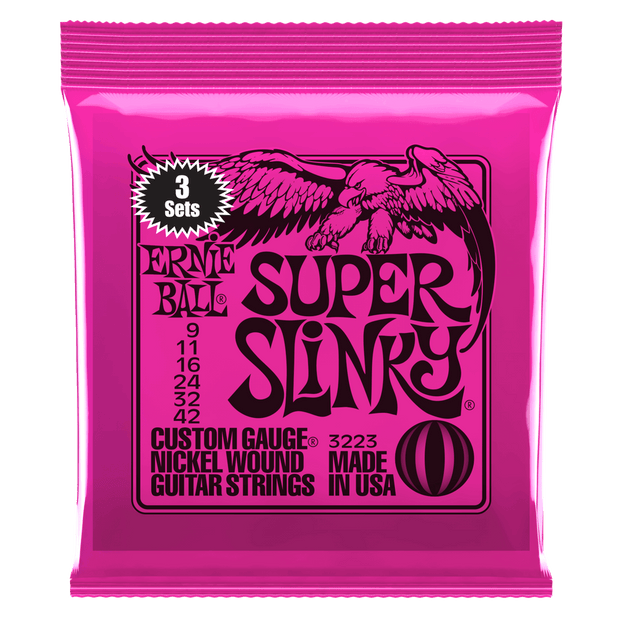 Ernie Ball 3223 Super Slinky 09-42 Nickel plated Steel Saitensatz 3er-Pack