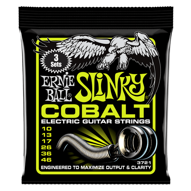 Ernie Ball 3721 Cobalt Regular Slinky 10-46 Cobalt Wound Saitensatz 3er-Pack