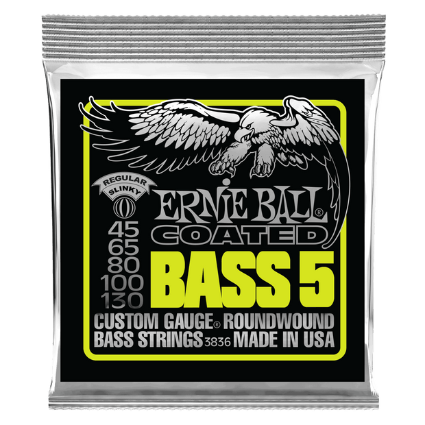 Ernie Ball 3836 Coated Regular Slinky Bass 5 45-130 Nickel plated Steel Saitensatz