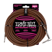 Ernie Ball 6064 Braided BK/OR 7,62 m Monoklinke/Monoklinke Gerade/Gewinkelt Instrumentenkabel