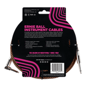 Ernie Ball 6064 Braided BK/OR 7,62 m Monoklinke/Monoklinke Gerade/Gewinkelt Instrumentenkabel