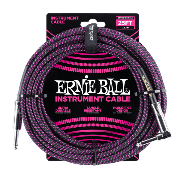 Ernie Ball 6068 Braided BK/PU 7,62 m Monoklinke/Monoklinke Gerade/Gewinkelt Instrumentenkabel