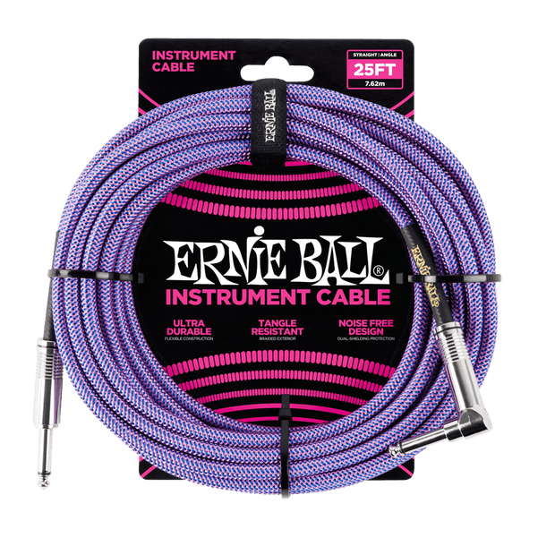 Ernie Ball 6069 Braided Lila 7,62 m Monoklinke/Monoklinke Gerade/Gewinkelt Instrumentenkabel