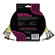 Ernie Ball 6075 Patch Schwarz 30 cm Monoklinke/Monoklinke Gewinkelt/Gewinkelt 3er-Pack Patchkabel