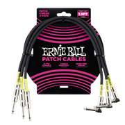 Ernie Ball 6076 Patch Schwarz 46 cm Monoklinke/Monoklinke Gerade/Gewinkelt 3er-Pack Patchkabel