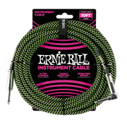 Ernie Ball 6077 Braided BK/GR 3,05 m Monoklinke/Monoklinke Gerade/Gewinkelt Instrumentenkabel